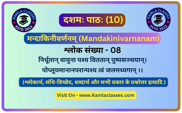 Mandakinivarnanam || Bihar Board class 10th sanskrit chapter 10 || Ka Slok no 8