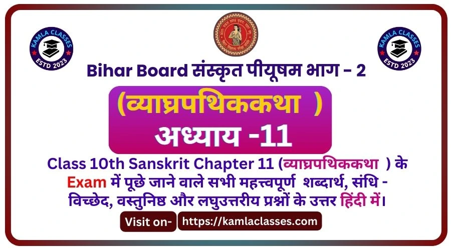 Bihar Board Class 10th Sanskrit Chapter 11 || व्याघ्रपथिककथा (Vyaaghrapathikakatha) का सम्पूर्ण हल हिंदी में || Bihar Board Sanskrit Objective Questions